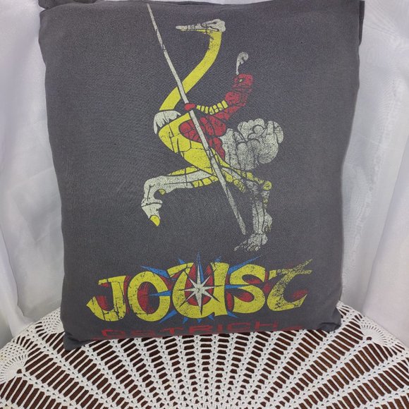 Rag Frog Revival  Joust Throw pillow cover Up-cycled from a T-shirt size 14"x14" - Picture 2 of 4
